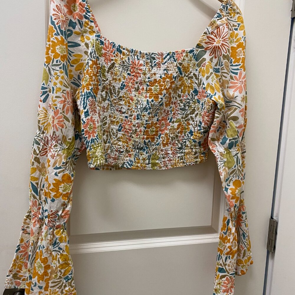 Sadie and Sage Long-sleeved Printed Smock Top